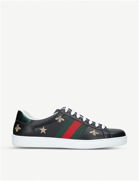 Gucci New Ace Bee Star Leather Trainers In Black For Men Lyst Uk