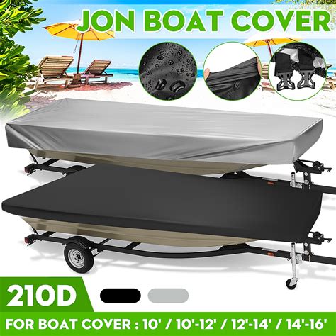 10 16ft Jon Boat Cover Black Silver Waterproof Sun Protection Anti Uv