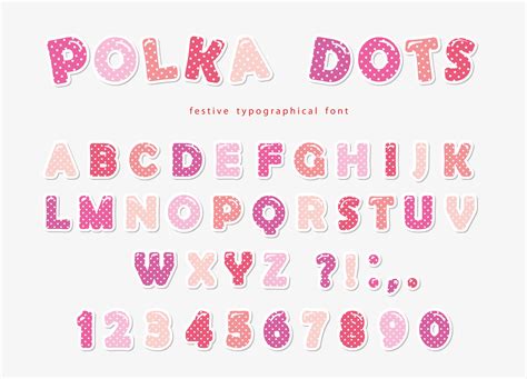 Cute Polka Dots Font In Pastel Pink Paper Cutout Abc Letters And