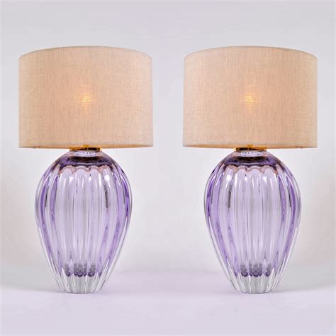 Pair Of 1980s Purple Murano Glass Table Lamps Valerie Wade