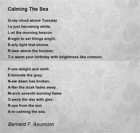 Calming The Sea Calming The Sea Poem By Bernard F Asuncion