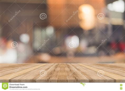 Wooden Board Empty Table In Front Of Blurred Background Perspective