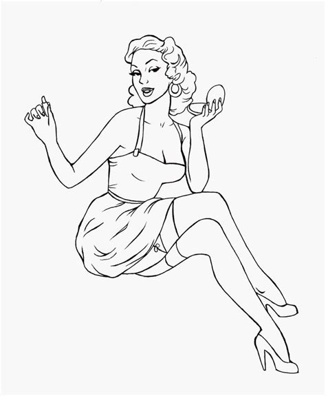 Simple Pinup Coloring Pages