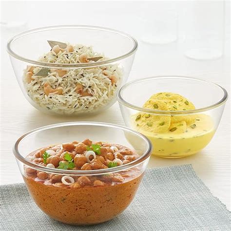 Buy Borosil Glass Mixing And Serving Bowls Oven And Microwave Safe Bowls Set Of 3 500 Ml 900 Ml