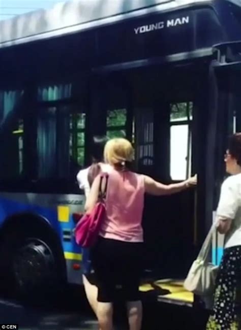 Bizarre Moment Grannies Push Broken Bus In Kazakhstan Daily Mail Online