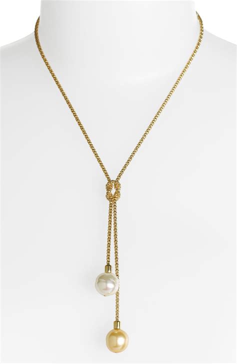 Majorica Love Knot 14mm Pearl Lariat Necklace Nordstrom