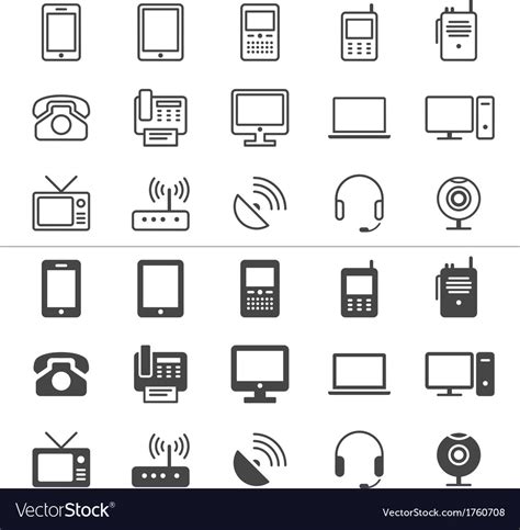 Communication Device Icons Thin Royalty Free Vector Image