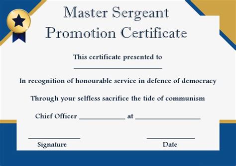 Certificate Of Promotion Template