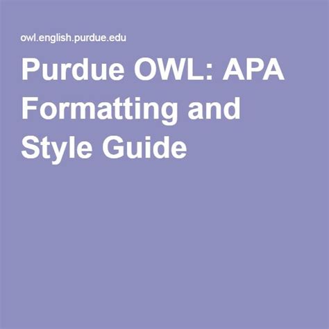 Purdue Owl Apa Formatting And Style Guide Writing Lab Apa Formatting Mla Format