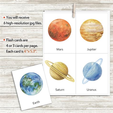 9 Solar System Flash Cards Printable Space Cards Solar Etsy