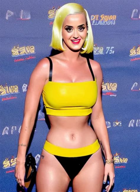 Full Body Of Katy Perry In Yellow Bikini Blonde Stable Diffusion