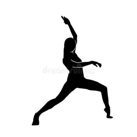 Silhouette Of A Female Dance Performer In Action Pose Stock Vector