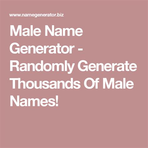 Male Name Generator Randomly Generate Thousands Of Male Names