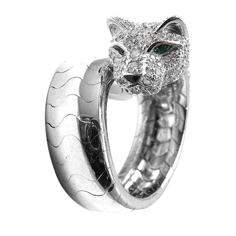 Shop authentic cartier rolling ring at up to 90% off. Cartier Diamond Emerald Onyx White Gold Panther Ring ...