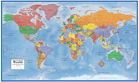 Swiftmaps World Premier Wall Map Poster Mural 24h X 36w Laminated