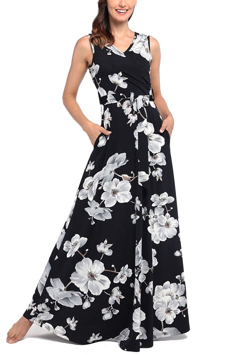 comila women s summer v neck floral maxi dress casual long dresses with pockets beachwear central