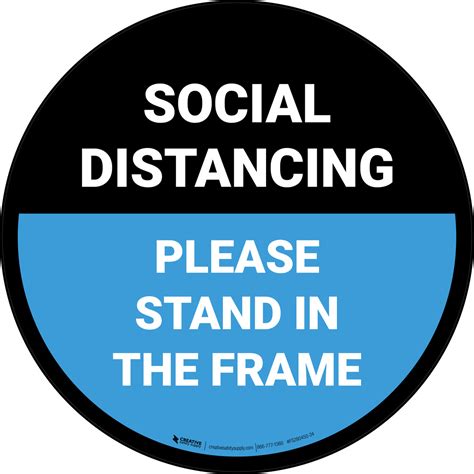 Social Distancing Please Stand In The Frame Blue Circular Floor Sign
