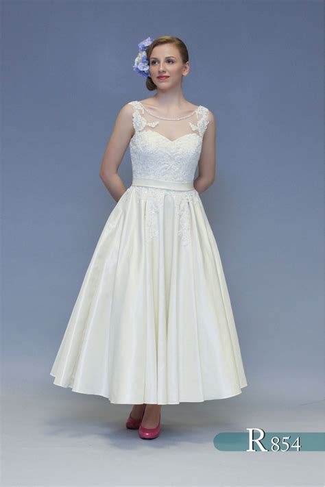 Sienna R854 Calf Length Vintage 50s Inspired Wedding Gown By White Rose
