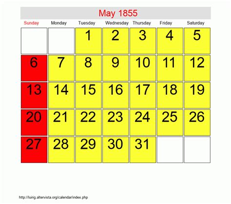 May 1855 Roman Catholic Saints Calendar