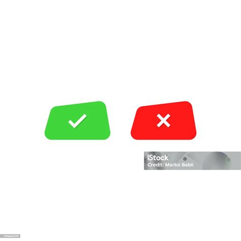 markierungssymbole ok ro no grüne zecke und rote kreuzhäkchen auf weißem hintergrund vector