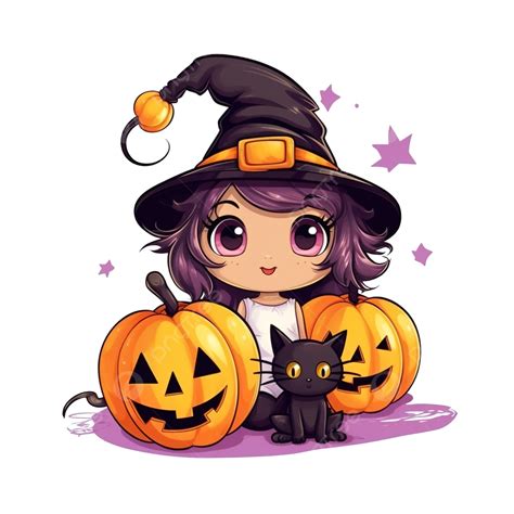 Happy Halloween Cute Pumpkin Using Hat Witch With Cat And Bats Flying