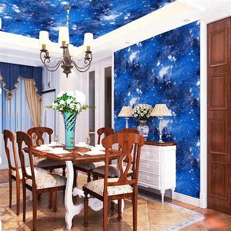 3d Cosmic Starry Sky Blue Ceiling Wall Mural Wallpaper