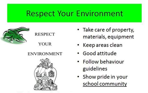 A Green Poster With The Words Respect To People In Their Schools