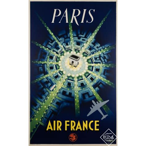 Vintage Poster Air France Paris By Baudouin 1949