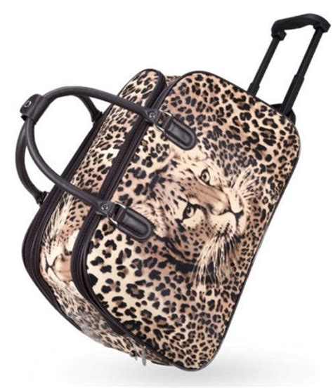 Unisex Travel Holdall Teddy Leopard Print Luggage Bag Handle Wheeled Suitcase Ebay