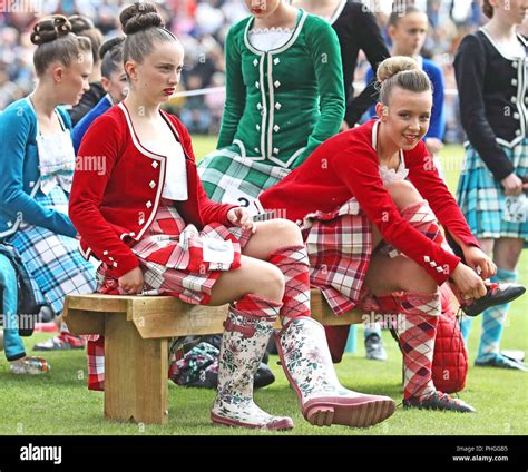 Highland Dancers Prepare To Dance During The Braemar Royal Highland