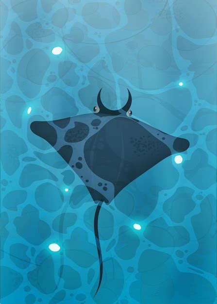 Premium Vector Manta Ray Swims Underwater