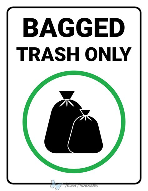 Printable Bagged Trash Only Sign