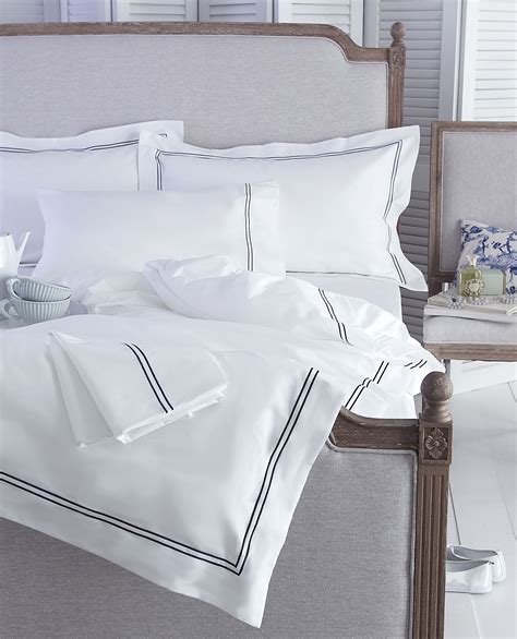 Monaco Bed Linen Very Smart And Stylish With Two Rows Of Navy Blue
