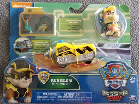 Paw Patrol Mission Paw Rubbles Mini Miner Figure And Vehicle