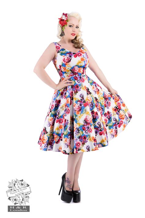 50s Georgina Floral Swing Dress Hearts And Roses London