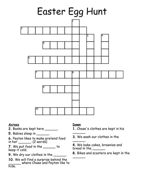 Easter Egg Hunt Crossword Wordmint
