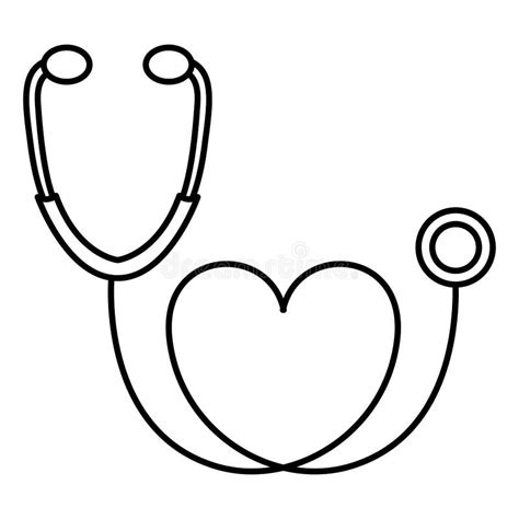 Figure Black Sticker Stethoscope With Heart Icon Stock Illustration