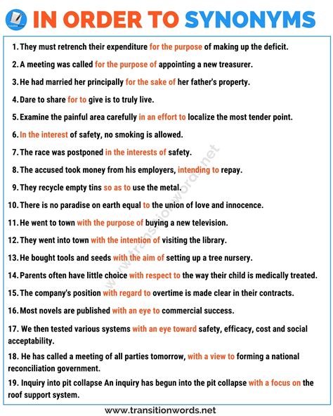 IN ORDER TO Synonym: List of 15+ Useful Synonyms for In Order To with