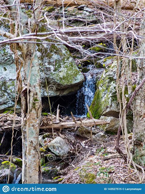 A Hidden Cascading Waterfall In Blue Ridge Mountains Stock