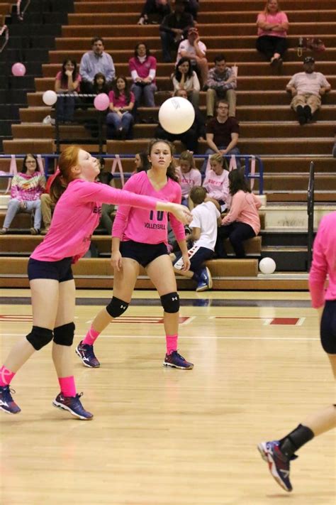 Volleyball Dig Dig Pink Liberty High School Basketball Court Sports