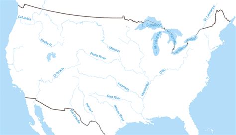 Us Map Of Rivers And Lakes