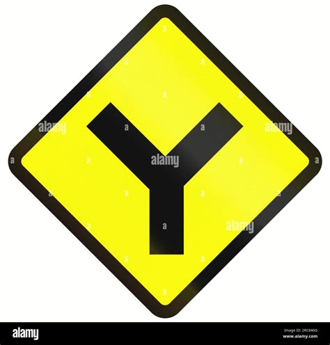 Indonesian Road Warning Sign Y Intersection Ahead Stock Photo Alamy