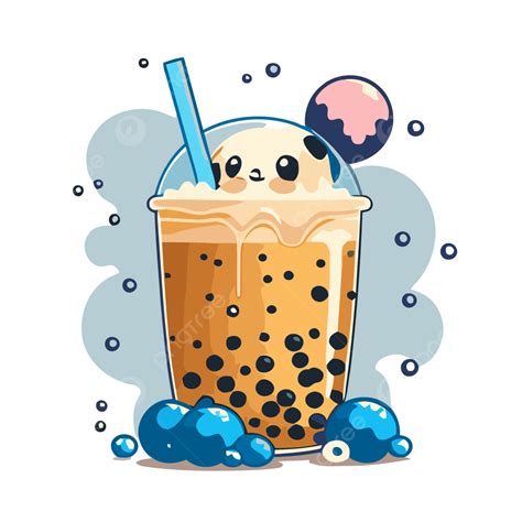 Bubble Tea Vector Sticker Clipart Bubble Tea With Panda As The Mascot