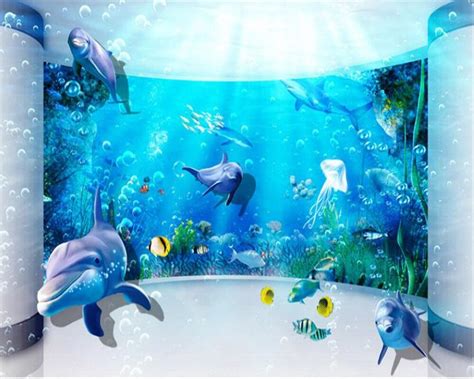 Beibehang Custom Wallpaper Mural Fantasy Underwater World Aquarium