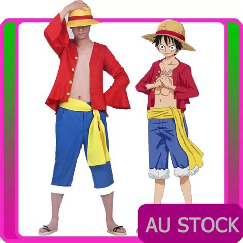 Mens Monkey D Luffy Cosplay Costume Anime One Piece Party Halloween