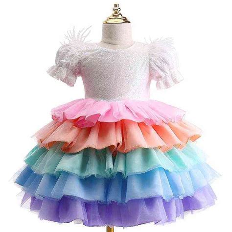 Rainbow Infant Princess Dress For Baby Girls With Cake Tutu And Sequins
