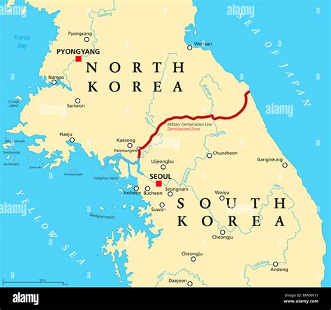 North And South Korea Border Map