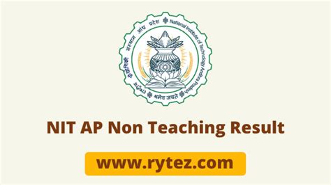 Nit Ap Non Teaching Result 2021 Date Cut Off Marks Merit List