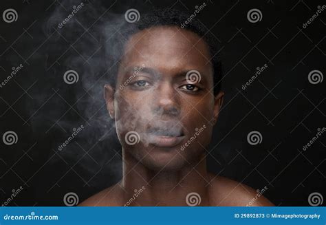 African American Man With Smoke Coming Out Mouth Stock Photos Image
