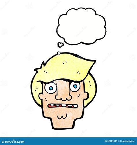 Cartoon Shocked Face With Thought Bubble Stock Illustration